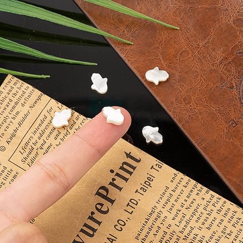Miniatura 4 de LiQunSweet 10 cuentas de concha blanca natural de nácar Hamsa mano de Miriam para hacer joyas