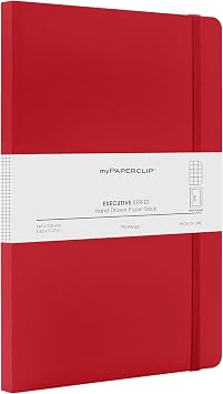 myPAPERCLIP Executive Series Notebook, A5 148 x 210mm, 5.83 x 8.27 in. Checks, ESX192A5-C Red