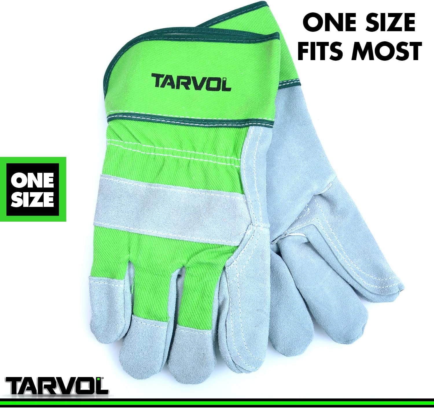 Leather Work Gloves - Split Leather Design - Heavy Duty Industrial Safety Gloves - Fits Both Men & Women - All-Season (Summer/Winter) - Perfect for Mechanics, Welding, Gardening, Driving, and More!