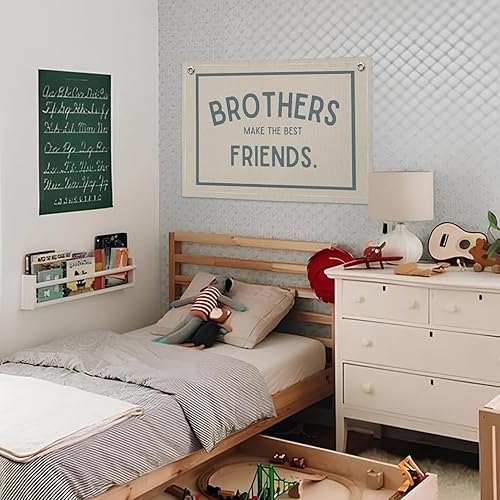 Miniatura 4 de Brothers Make The Best Friends - Pancarta para decoración de habitación de niños, decoración de habitación de niños pequeños, pancarta de lino para