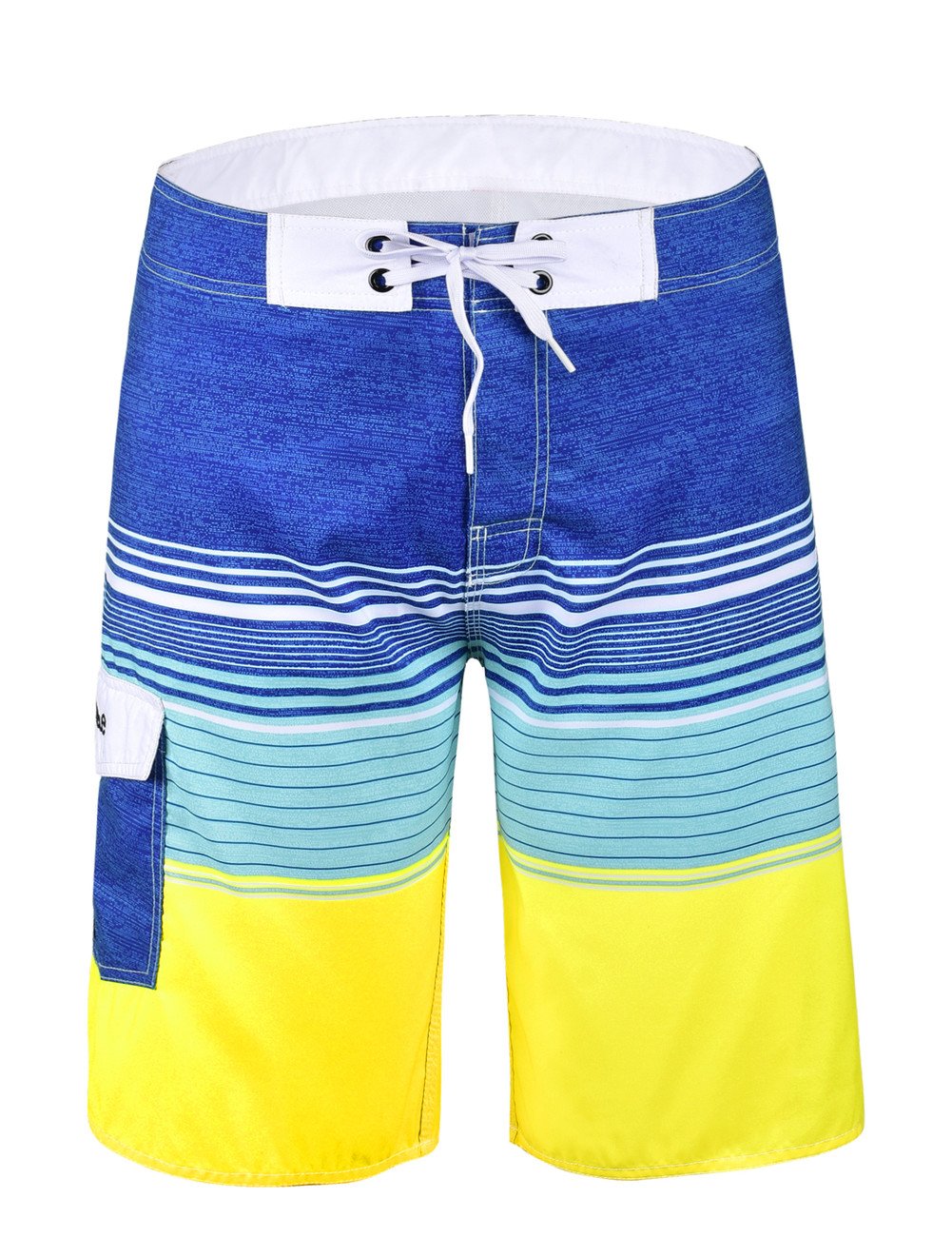 nonwe Men's Quick Dry Swim Trunks Colorful Stripe Beach Shorts with Mesh Lining-picture-10
