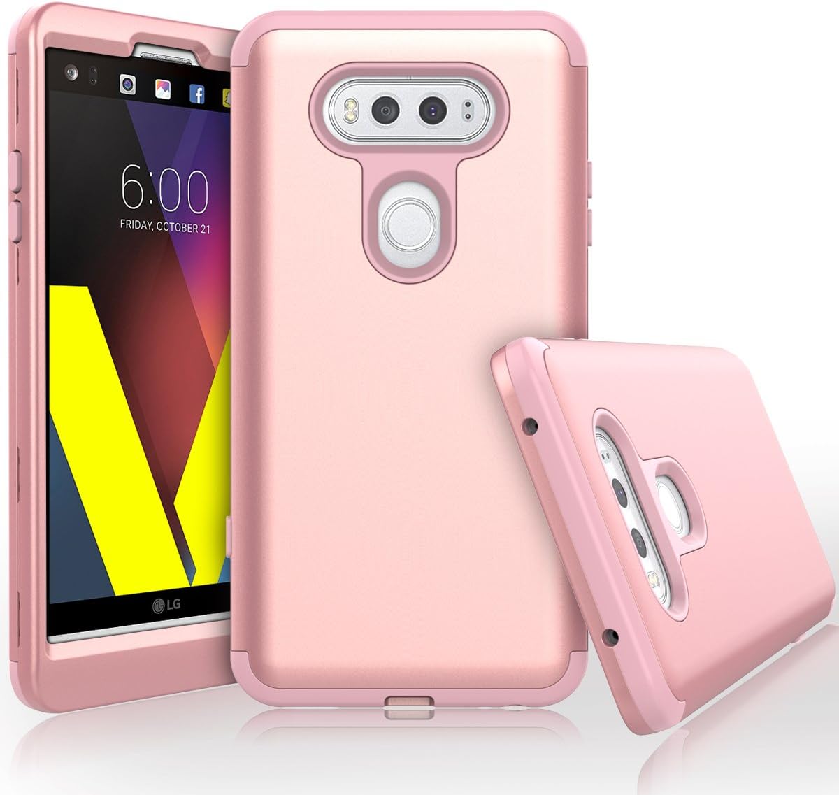 WeLoveCase LG V20 Case, Heavy Duty High Impact Defense Shield Hard PC Outer Shell with Inner Soft Rubber Hybrid 3 in 1 Combo Full-Body Armor Protective Case for LG V20 Rose Gold