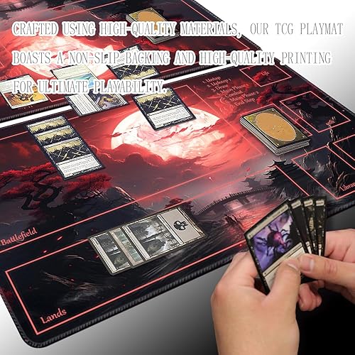 Miniatura 3 de MTG - Tapete de juego de 24 x 14 pulgadas, bolsas de almacenamiento antideslizantes, ideal para entusiastas de los juegos de cartas, tapete de juego