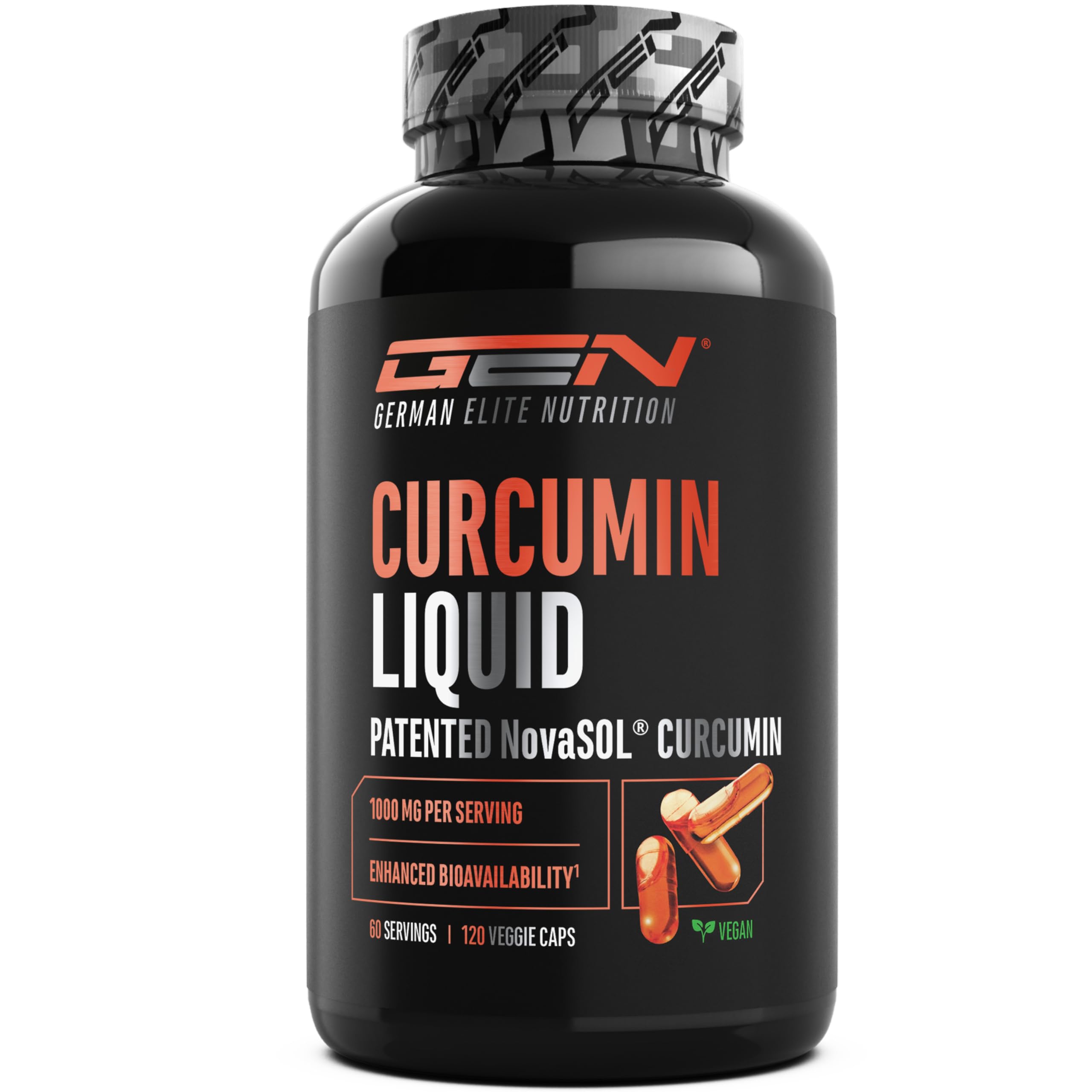 Curcuma NovaSol® - 120 capsule liquide - 1000 mg di curcumina per dose giornaliera - Con tecnologia brevettata NovaSOL® - Biodisponibilità 185 volte superiore grazie alla forma liquida - vegano