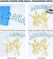 Vista 31 de TUMIYA HTV Heat Transfer Vinyl Rolls - 12" x 30 Ft HTV Vinyl, Black Iron on Vinyl DIY Design for T-Shirt (Black)