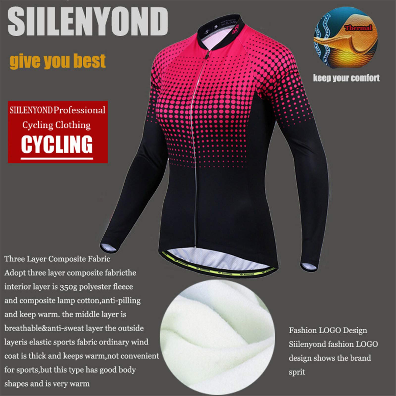 Femmes Maillot de Cyclisme Manches Longues Vestes de Cyclisme Coussin Rembourrés en Gel 3D Pantalons Vélo VTT Vêtements Respirant Automne Hiver Thermique Polaire Vêtements BC-21