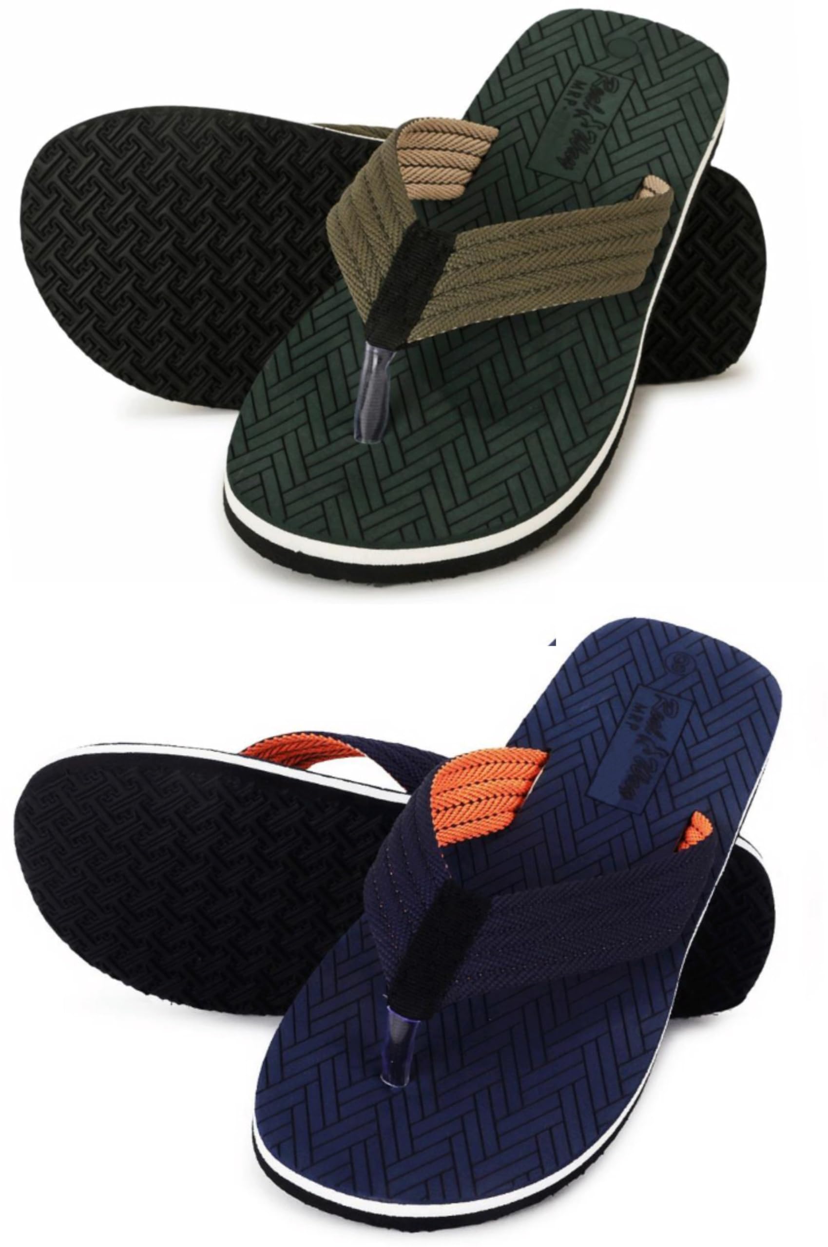 Flip Flop Combo for Men | Soft Comfortable | Breathable & Lightweight Slippers - For Indoor & Outdoor Use | (103) | Color NAVY BLUE & GREEN | Size : 10-image-6
