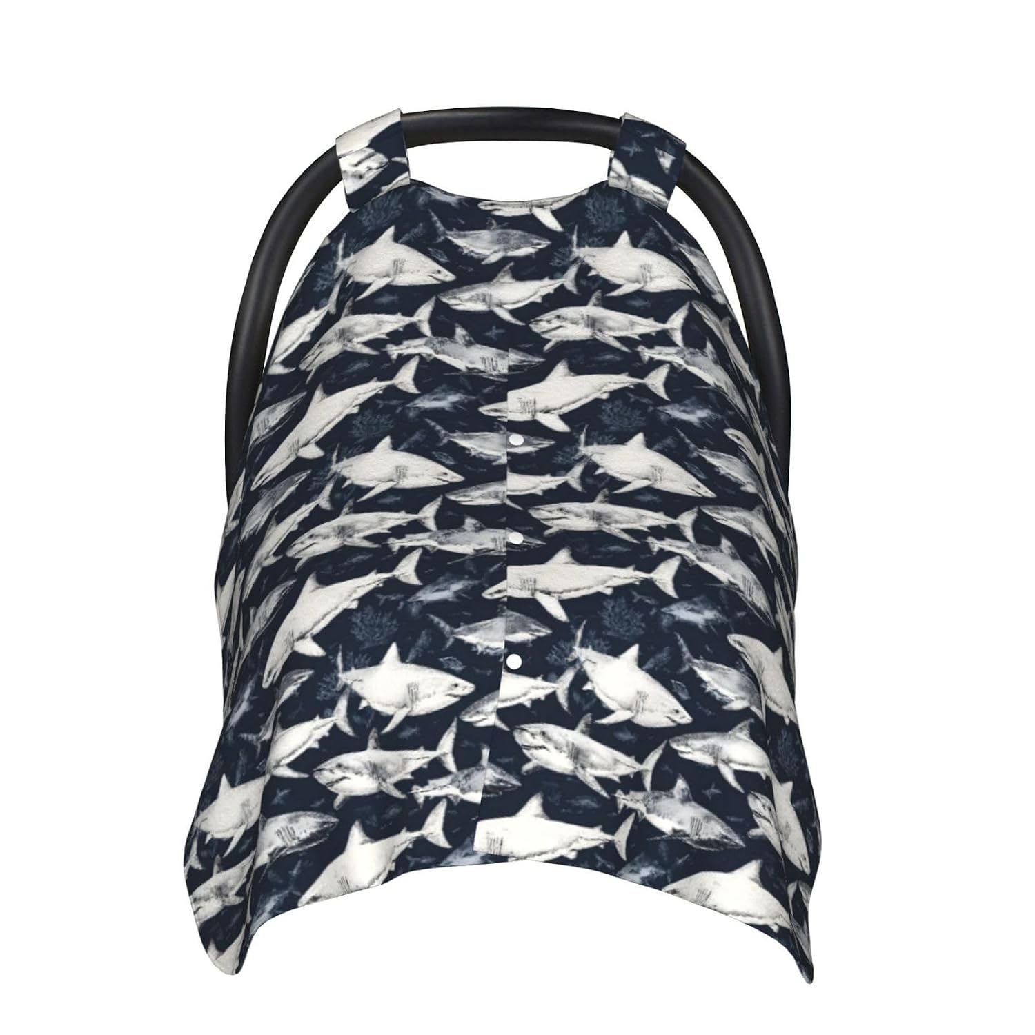 Cool Shark White Print Baby Car Seat Covers, Cute Nursing Cover Breastfeeding Cover, Breathable Stroller Covers, Multi-use Infant Carseat Canopy, Baby Boys Girls Newborn Essentials