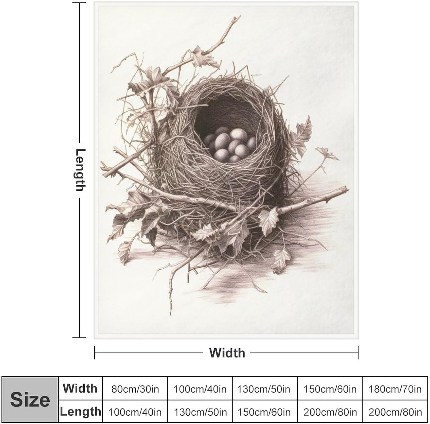 Blanket Rustic Chic French Country Botanical Bird Nest Soft Warm Throw Blankets Vintage Finch Bird Nest Soft Cozy Microfiber Throw Blanket for Couch Bed Sofa for Kids and Adults 50"x60"