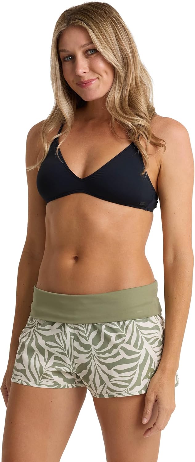 Roxy Women's Board Shorts –Tummy Control, 4-Way Stretch, Quick-Dry 2" Swim Shorts, UPF 50+ Beach Shorts, Oil Green, X-Large