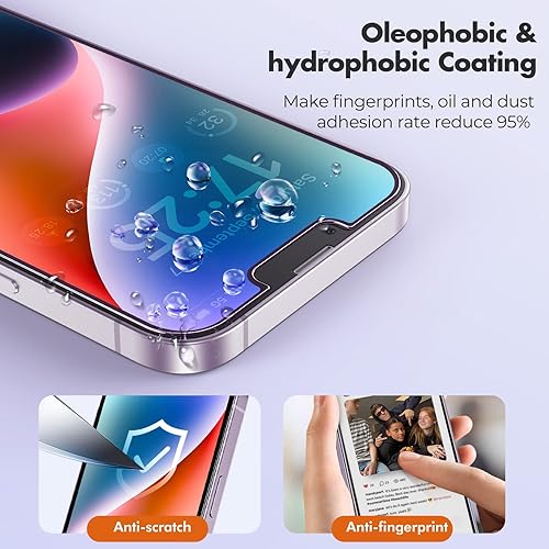 Miniatura 7 de UNBREAKcable Protector de pantalla inastillable para iPhone 13 Pro MaxiPhone 14 Plus 3 unidades 99.99% transparente HD marco de fácil instalación