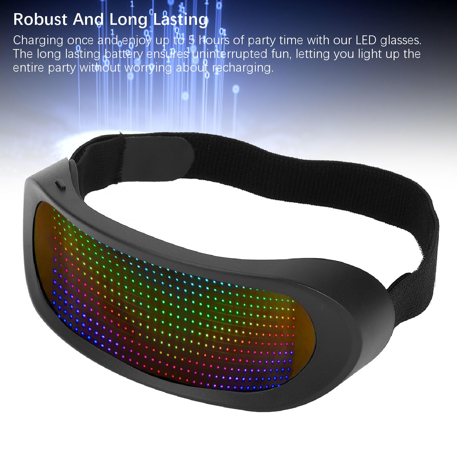 Gafas LED Light Up, 4 Modos sin Marco de 12x36 Píxeles Control de Aplicaciones Bt Gafas Luminosos a Todo Color, para Fiestas, Cosplay, Festivales