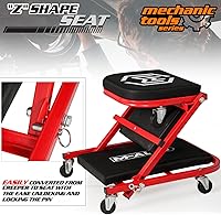 Vista 7 de M-AUTO Enredadera Plegable de 40 Pulgadas con Asiento Rodante, Silla de Garaje Ajustable Todo en Uno, Para Acostarse o Sentarse, Capacidad de 150