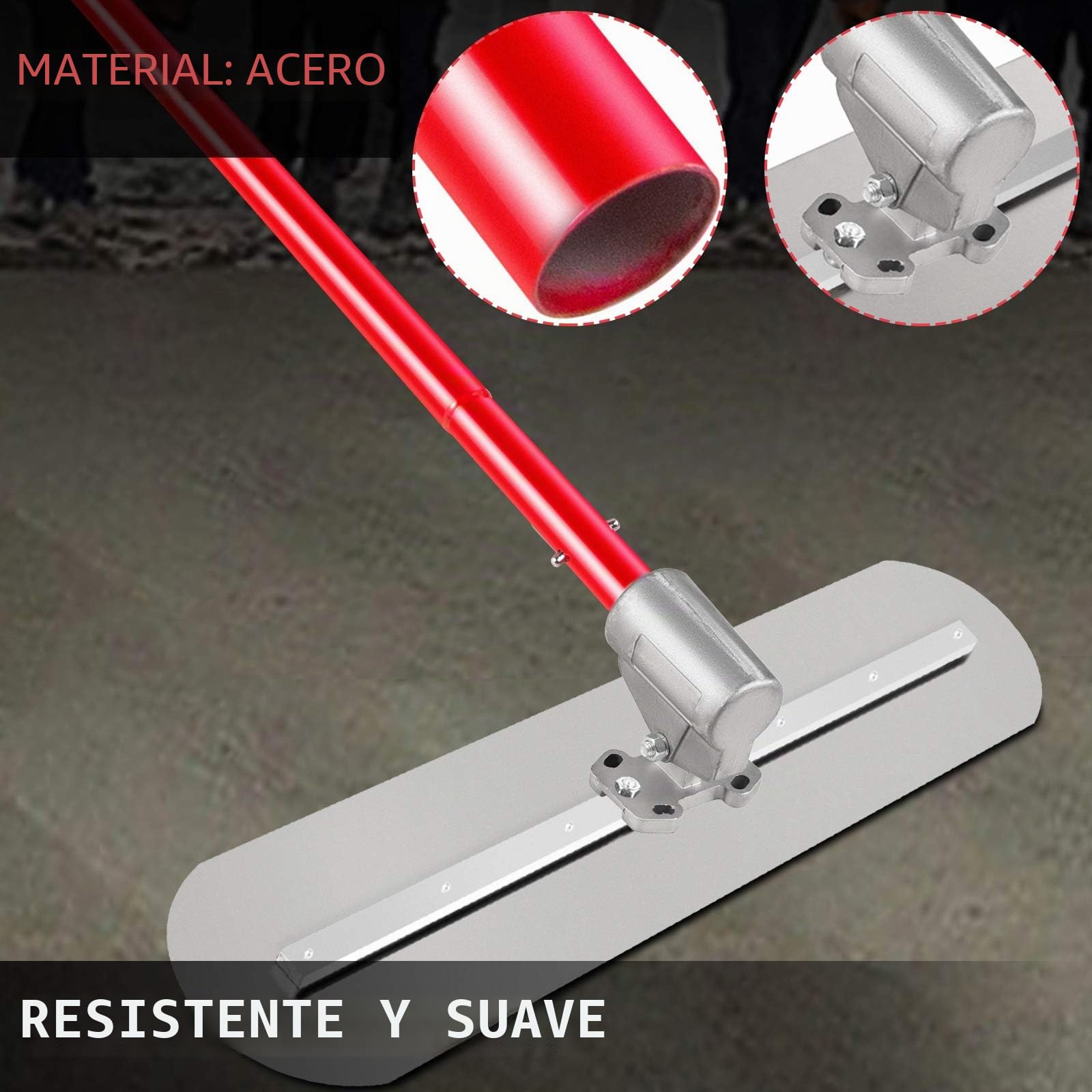 VEVOR Aplanadora de Bordes Redondeados 900 x 200 mm, Bull Float 900 x 200 mm, con Anclaje Ajustable, Llana para Suelos, Paleta Albañil