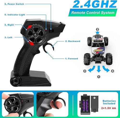Miniatura 3 de Camión de control remoto a control remoto, escala 114, todo terreno, todoterreno, vehículo eléctrico 4WD con control remoto de 2.4 GHz, 2 baterías