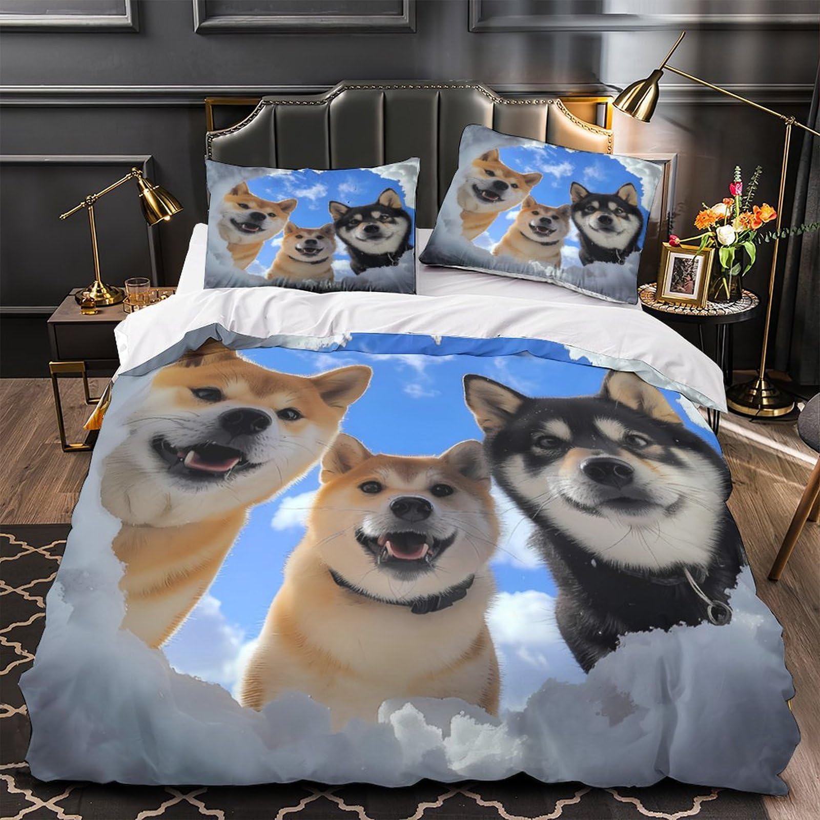 Parure de Lit Chiens résistant et ultra doux avec fermeture éclair pratique 140x200