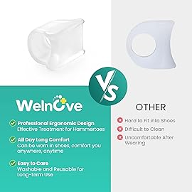 Welnove Hammertoe Corrector - Toe Straightener to Curled Toes, Broken toe, Bunion Corrector for Women and Men, Small*3 Pairs