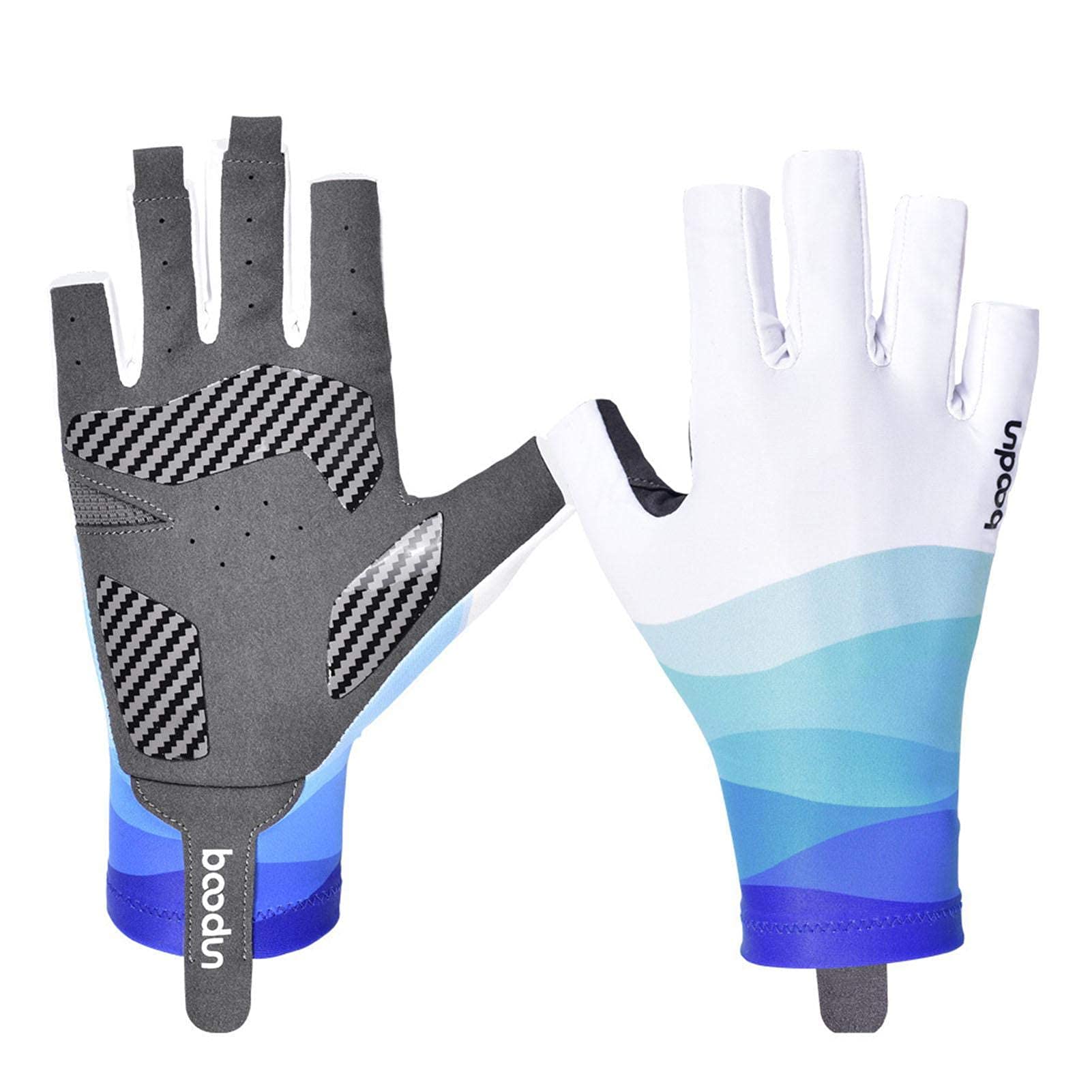 1Pair Fishing Gloves,UV Protection&Non-Slip&Quick-Drying Fingerless Gloves for Men Women Fishing, Kayaking, Hiking, Driving, Canoeing, Rowing-Ocean Blue/XL