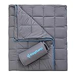 KingCamp Ultralight Camping Blanket, Packable Down Alternative Puffy Wearable Blankets Weatherproof Warm Package Quilt with Snap Buttons for Outdoor Hiking Travel Picnic Stadium (69 x 53, Charcoal)