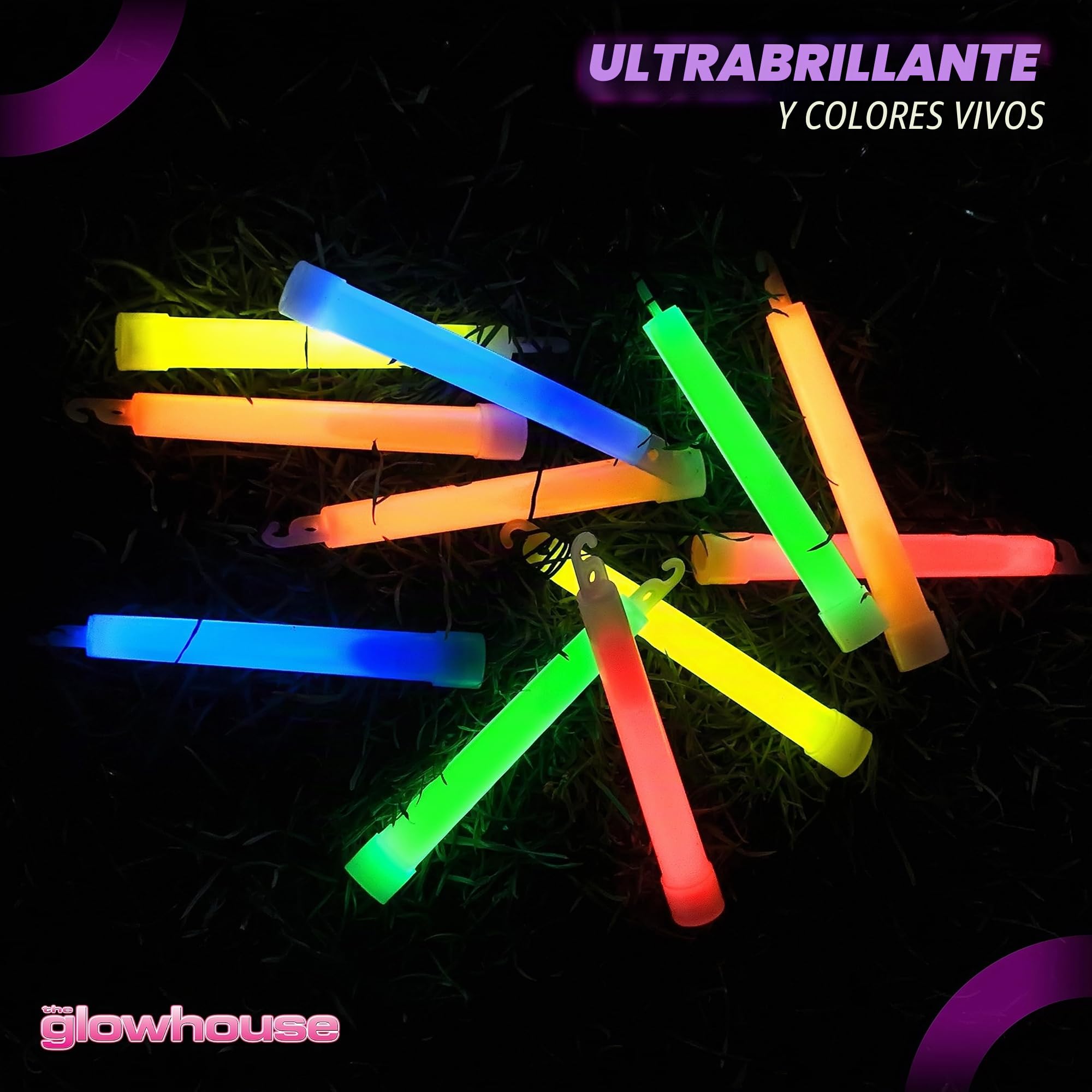 Glowhouse 10 varillas de luz brillantes emergencia 6 pulgadas duración 12 horas verde