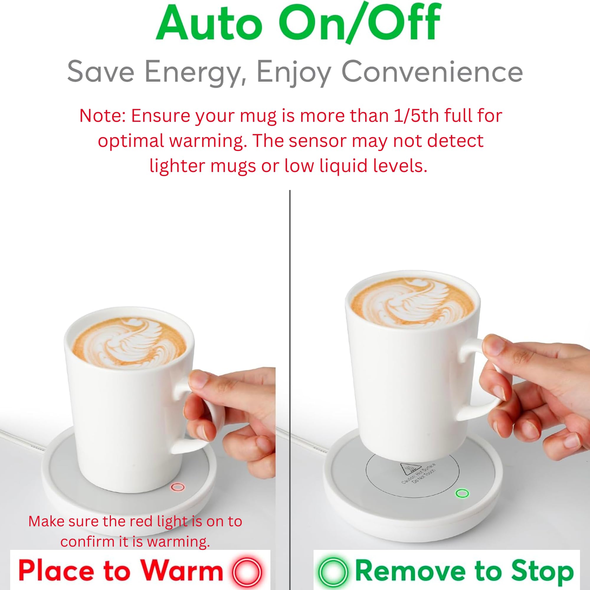 Calentador de tazas de café con apagado automático, calentador de tazas compacto de 17 W para computadora con interruptor de gravedad, placa eléctrica para velas de tarro, mantiene el café, té y