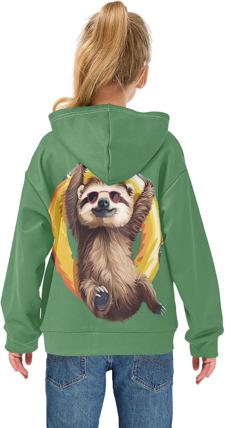 ALAZA sloth Swimming Ring Hoodies Sweatshirt for Boys Girls Kids Hooded Pullover Top
