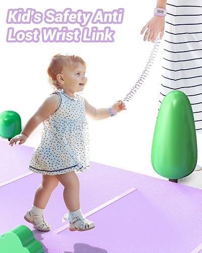 Miniatura 7 de Dr.meter Correa de muñeca antipérdida, paquete de 2 correas de seguridad para niños pequeños con cerradura de llave, arnés reflectante para caminar