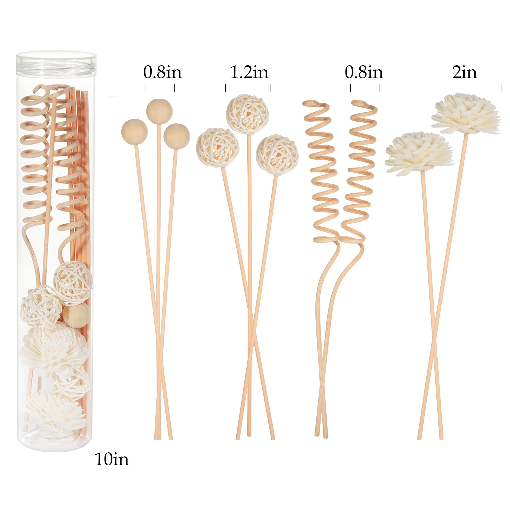 Reed Diffuser Stick,WUTAOBON 10Pcs 10Inch Natural Rattan Flower Reed Fragrance Diffuser Set, Fragrance Diffuser Replacement Rattan Sticks Home Decor (Primary Color)