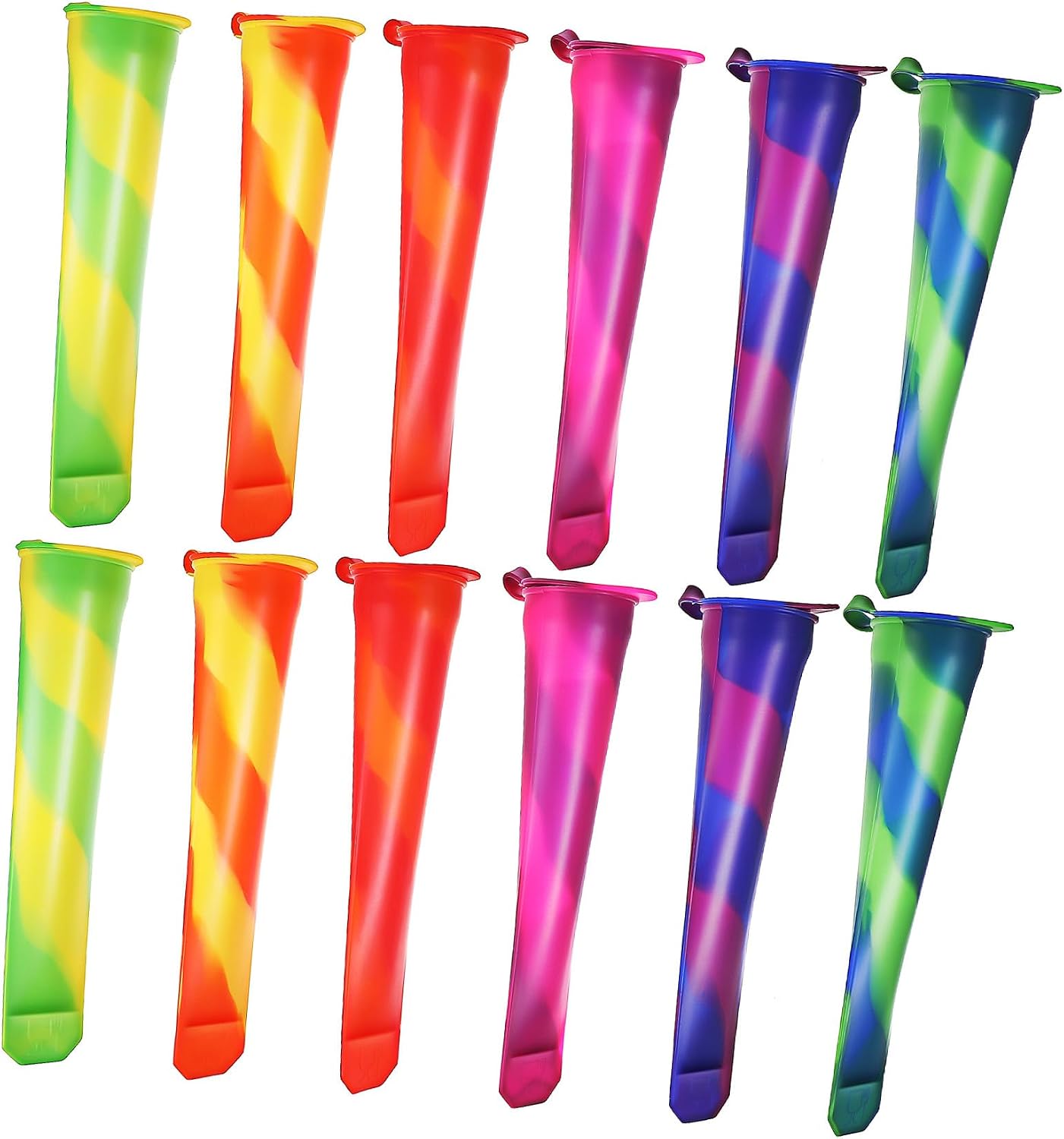 Homoyoyo 12pcs Reusable Silicone Ice Pop Mold Set with Yogurt Tubes, Non-toxic Ice Cream Moulds for Homemade Chilled Treats and Summer Desserts