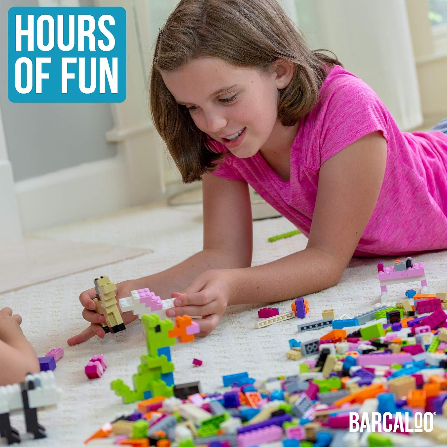 Barcaloo 1000 Piece Building Bricks Play Set, 10 Pastel Colors Bulk Building Blocks Play Set, Generic Brick Parts, for Boys and Girls