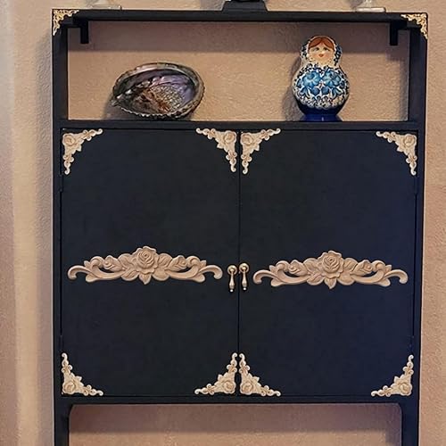 Miniatura 10 de 5 piezas de apliques de madera tallada en madera Onlays Onlays DIY tallados muebles apliques Onlays sin pintar centro tallado calcomanía para puerta