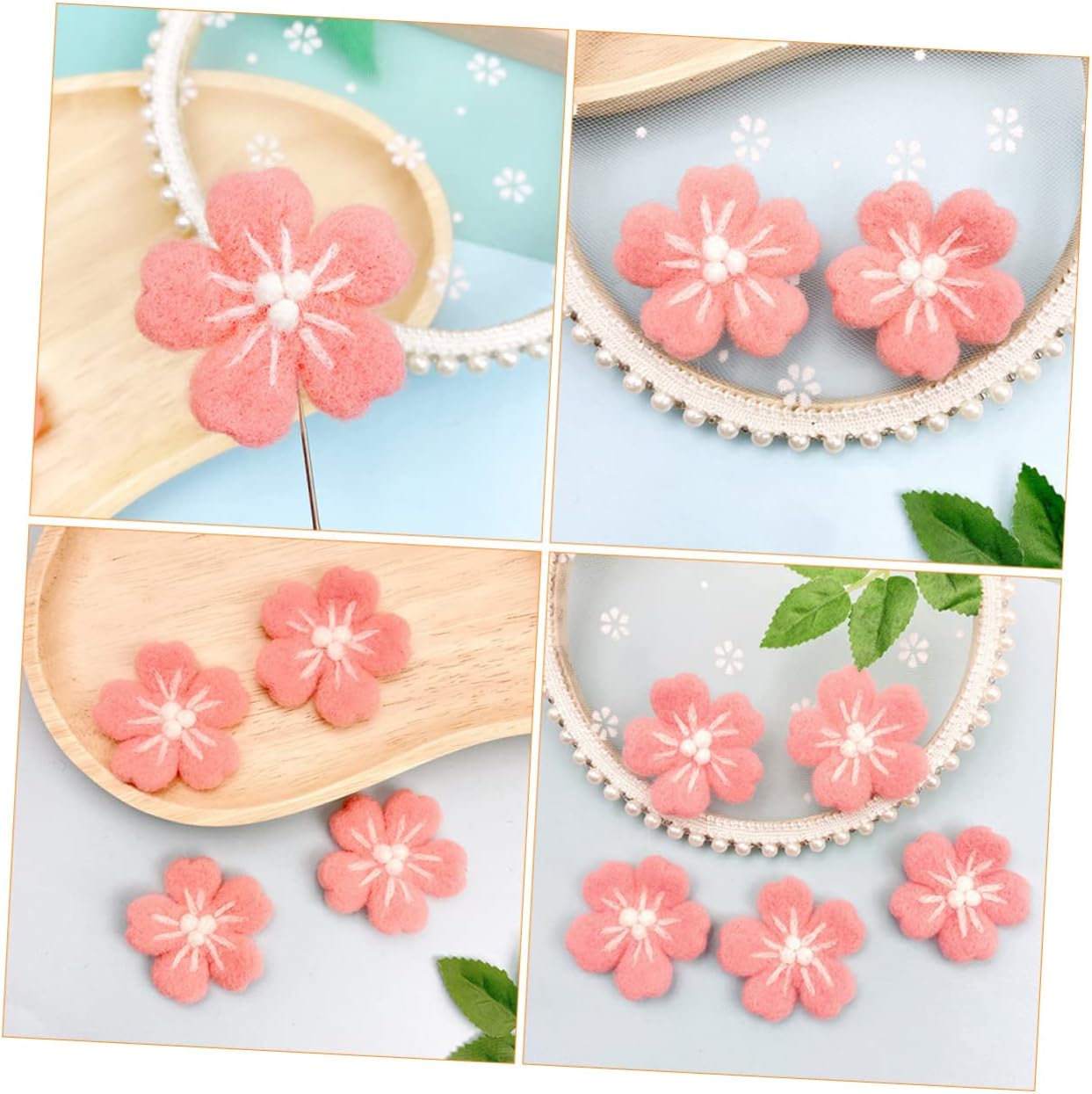 LIFKOME 10pcs Felt Flower Appliques for Jewelry and Accessories Handmade Wool Flowers for Hair Clothing and Hats for Boys and Girls Crafts and Creative Projects
