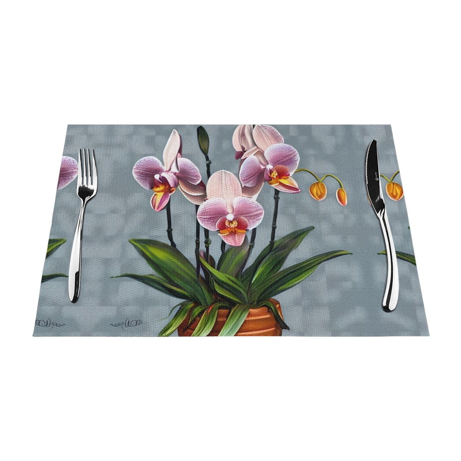 Set de table tissé motif orchidées 45x30 cm chic pour la salle à manger