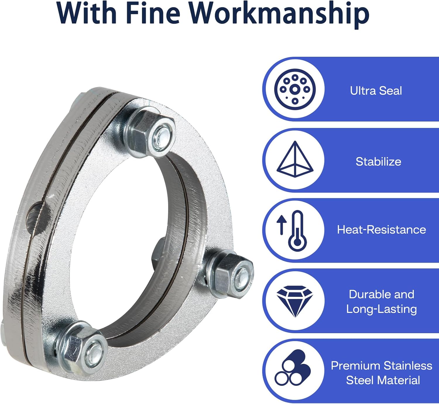 Exhaust Flange Gasket,3 Bolt 2.5 Inch Exhaust Flange and Gasket,Universal Part Exhaust Flange Gasket with Bolt (2.5")