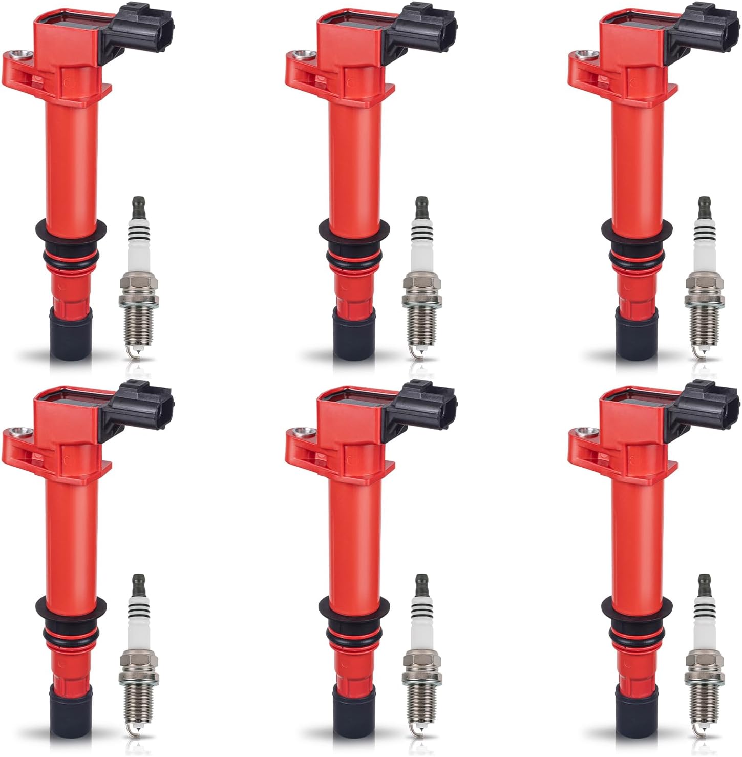 ENA Set of 8 Red Ignition Coil Pack for UF270 Compatible with Dodge Jeep Mitsubishi Ram 1500 Dakota Durango Nitro Cherokee Commander Liberty 3.7L 3.9L 4.7L V6 V8 2002 2003 2004 2005 2006 2007 2008