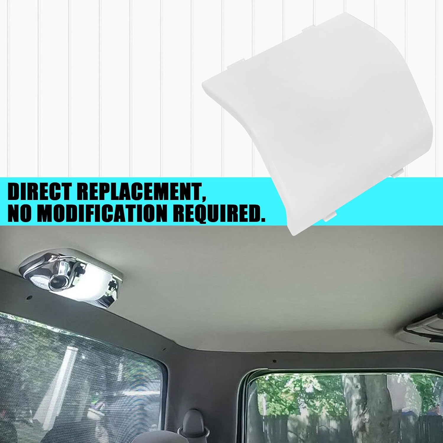 Roof Dome Bulb Lens Cover, Rectangular Interior Dome Lights Lens Roof, Map Lamp White Cover, Car Overhead Ceiling Light Housing for Mustang F150 F250 1980-1996 Replace# D2LY13783E (White)