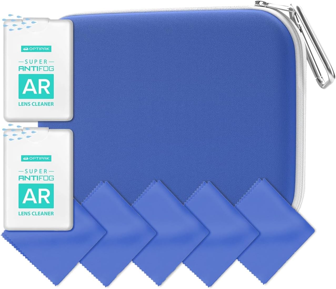 Anti Fog Lens Cleaner Spray Kit – (2) 20ml Travel-Size Glasses Cleaner Sprays, (5) Microfiber Cloths & (1) Multipurpose Pouch for Eyeglasses, Sunglasses, and Lens Cleaning Kit (8 Piece Set)