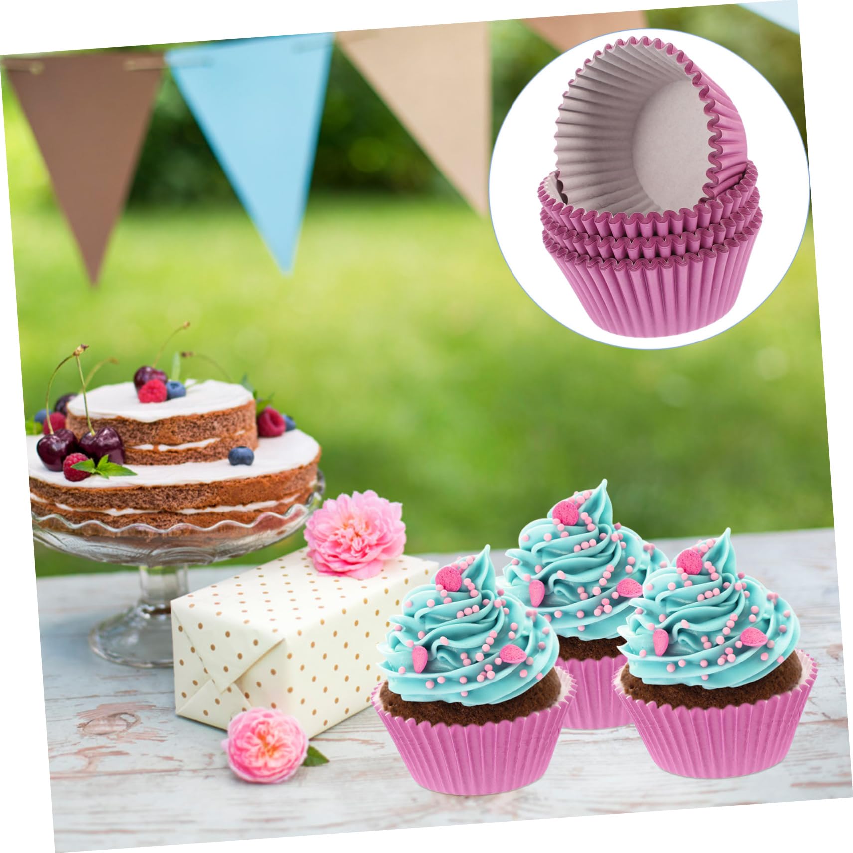 100 Tazze Forno In Carta Per Cupcake E Muffin - Pirottini Oleati Bianchi Per Dolci E Feste - Foto 2