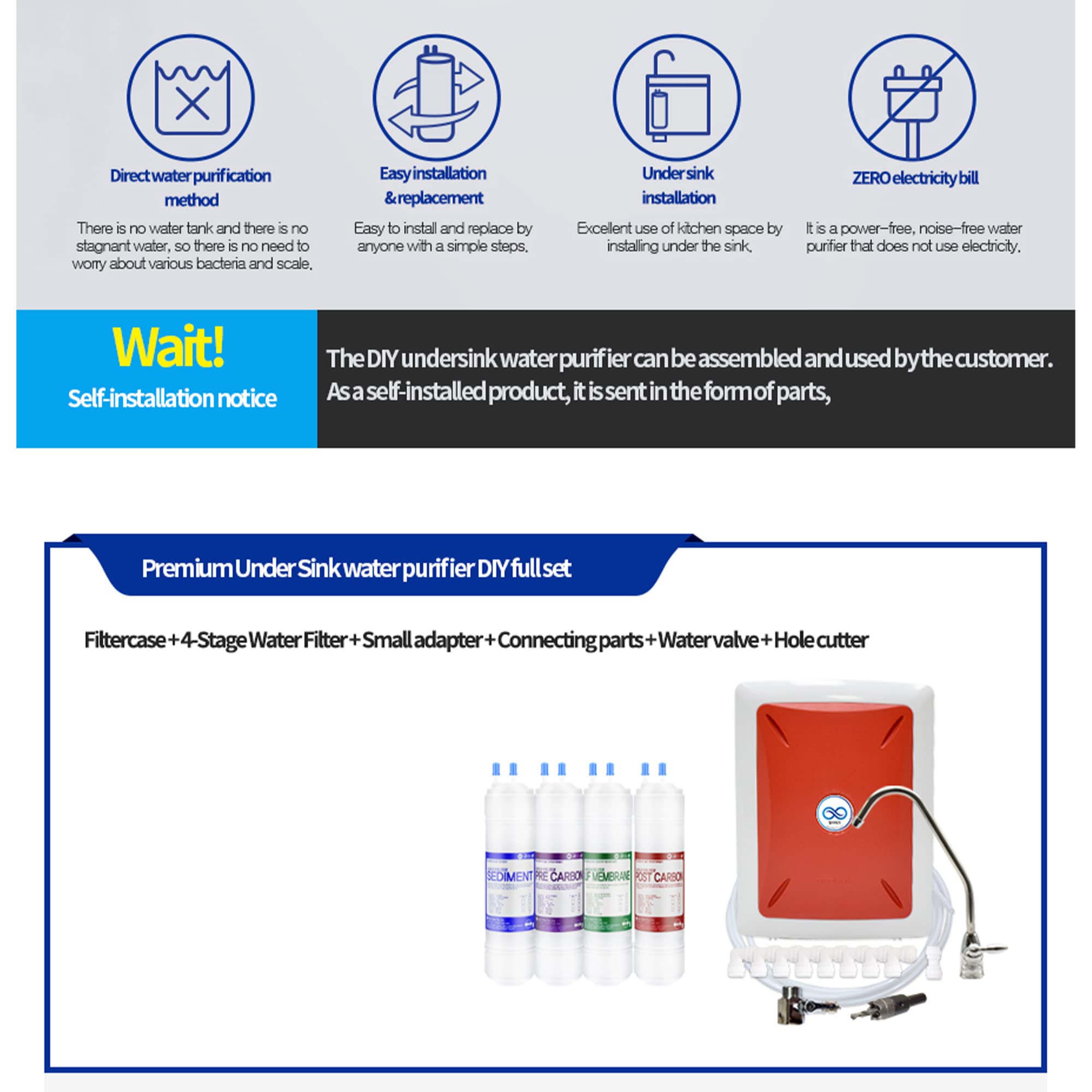 Filtertech - Sistema de filtro de agua para debajo del fregadero de 4 etapas, sistema de filtración de agua potable ultra seguro con filtros de 1 año