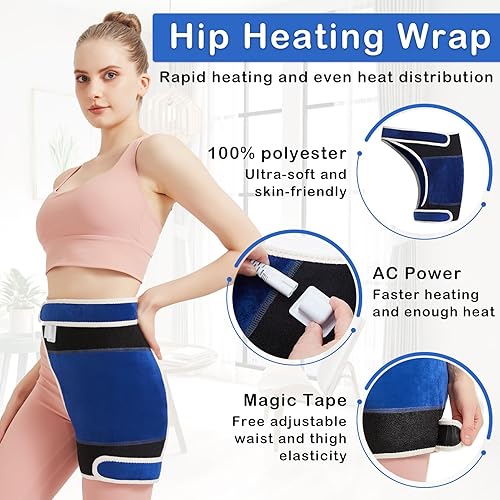 Miniatura 4 de AOBOCO Almohadilla térmica de cadera para aliviar el dolor de cadera/ciática, soporte de cadera calentado ajustable de 86 ℉ a 158 ℉ - Almohadilla