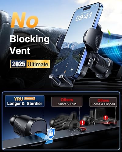 Miniatura 6 de YRU Verdadero soporte de teléfono de automóvil de grado militar succión de rotación de 360 2025 - Soporte de teléfono para automóvil 90 libras más