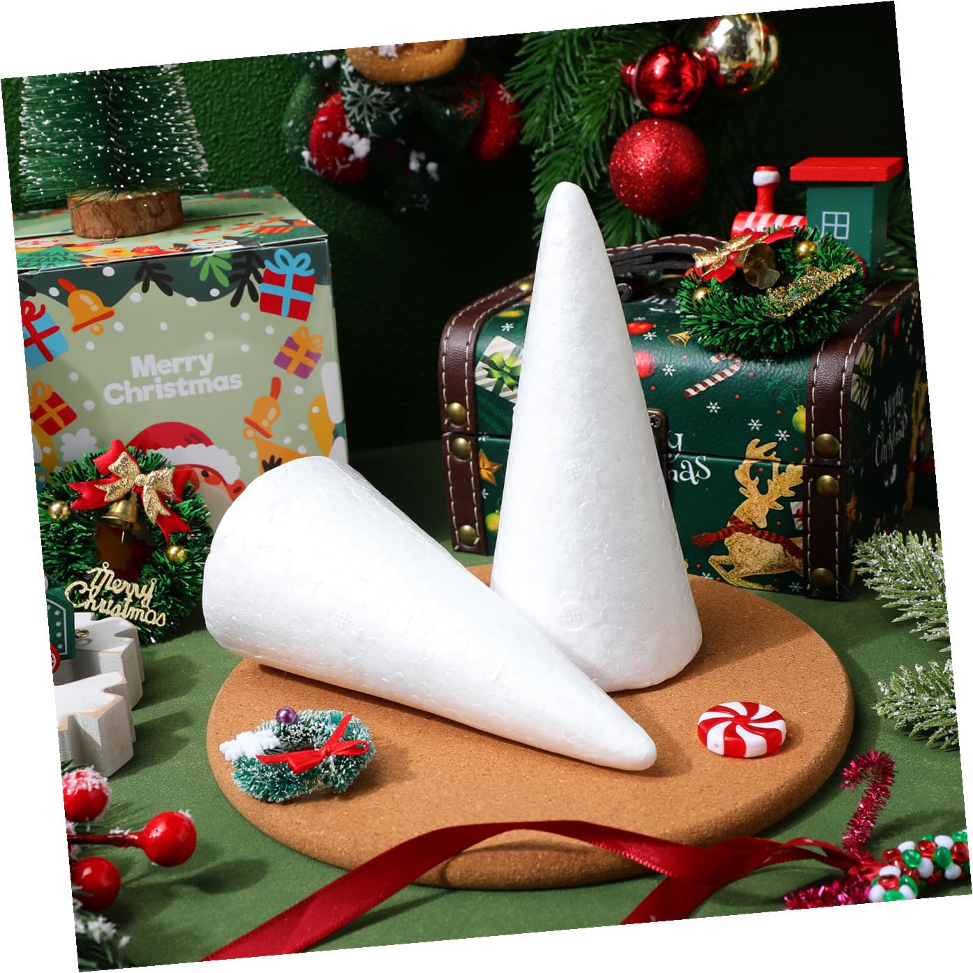 BESPORTBLE 12 Coni di Schiuma Bianca per Lavoretti Creativi, Decorazioni Fai da Te per Bambini, Centrotavola per L'Albero di Natale, Accessori per La Decorazione della Casa