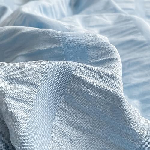 Miniatura 5 de Mengersi Juego de funda de edredón de sirsaca tamaño individual, funda de edredón con volantes, estilo bohemio, elegante, con volantes, funda de