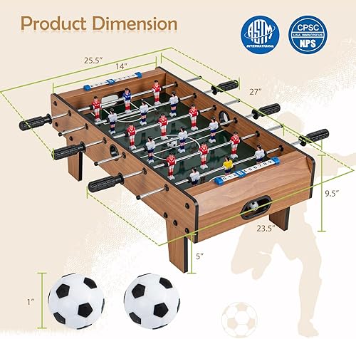 Miniatura 5 de GYMAX Juego de futbolín de mesa, mini mesa de futbolín de 27 pulgadas con 2 bolas y marcador de puntuación, fácil de montar, juego de fútbol de mesa