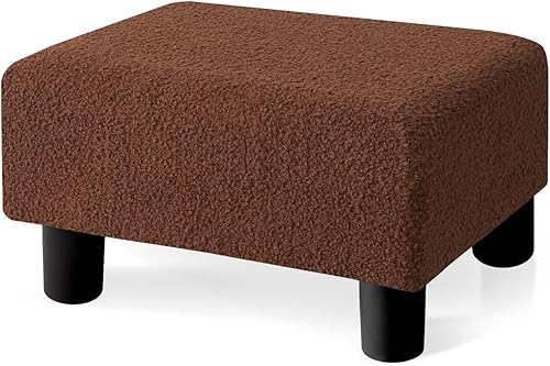 Miniatura 31 de BRIAN & DANY Taburete pequeño para pies, taburetes de cuero para pies con patas, taburete pequeño estable para sala de estar, marrón marrón,