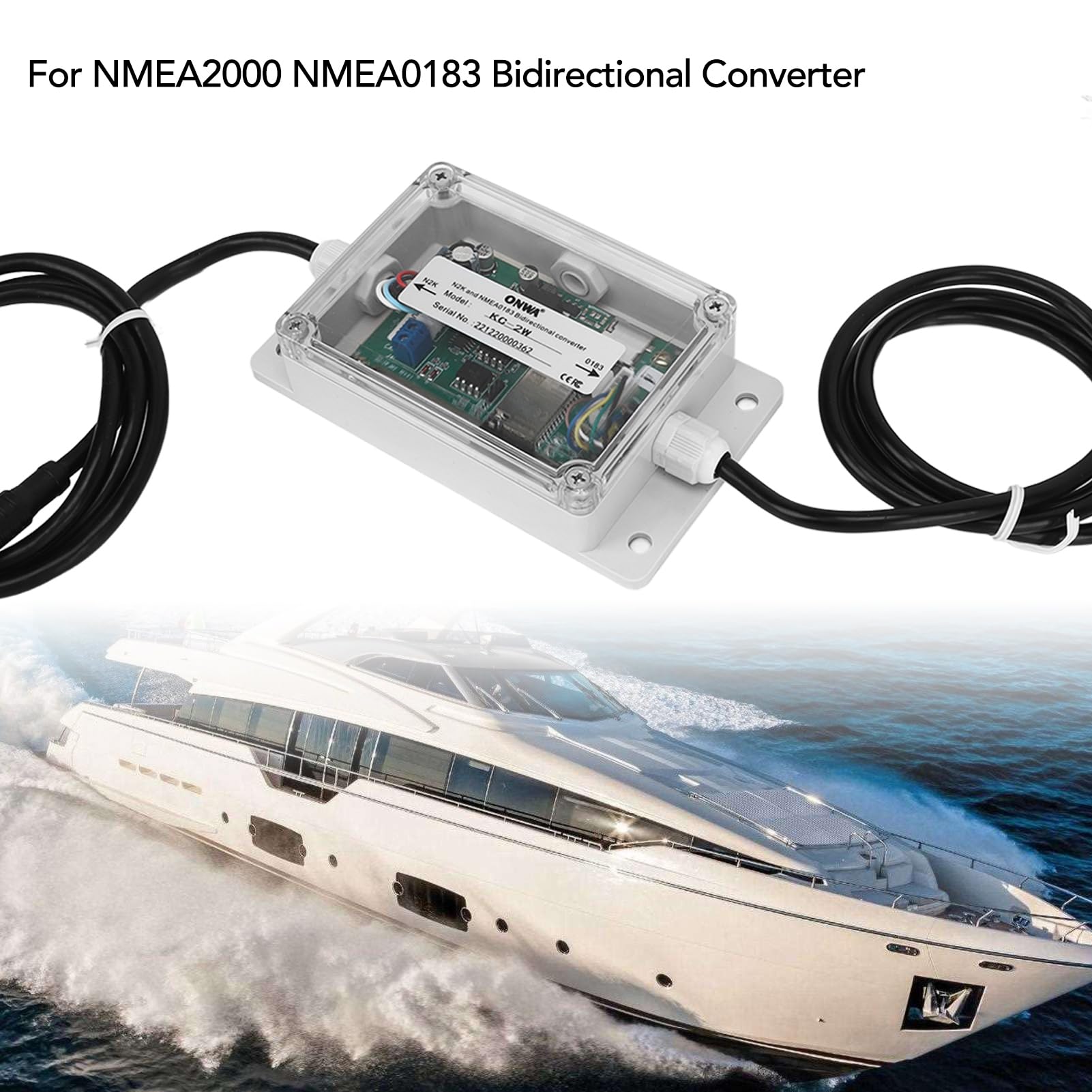 Conversor Bidireccional KC‑2W para NMEA2000 y NMEA0183 con Soporte y Sensor de Flujo de Instalación Plug and Play y Configuración Sencilla
