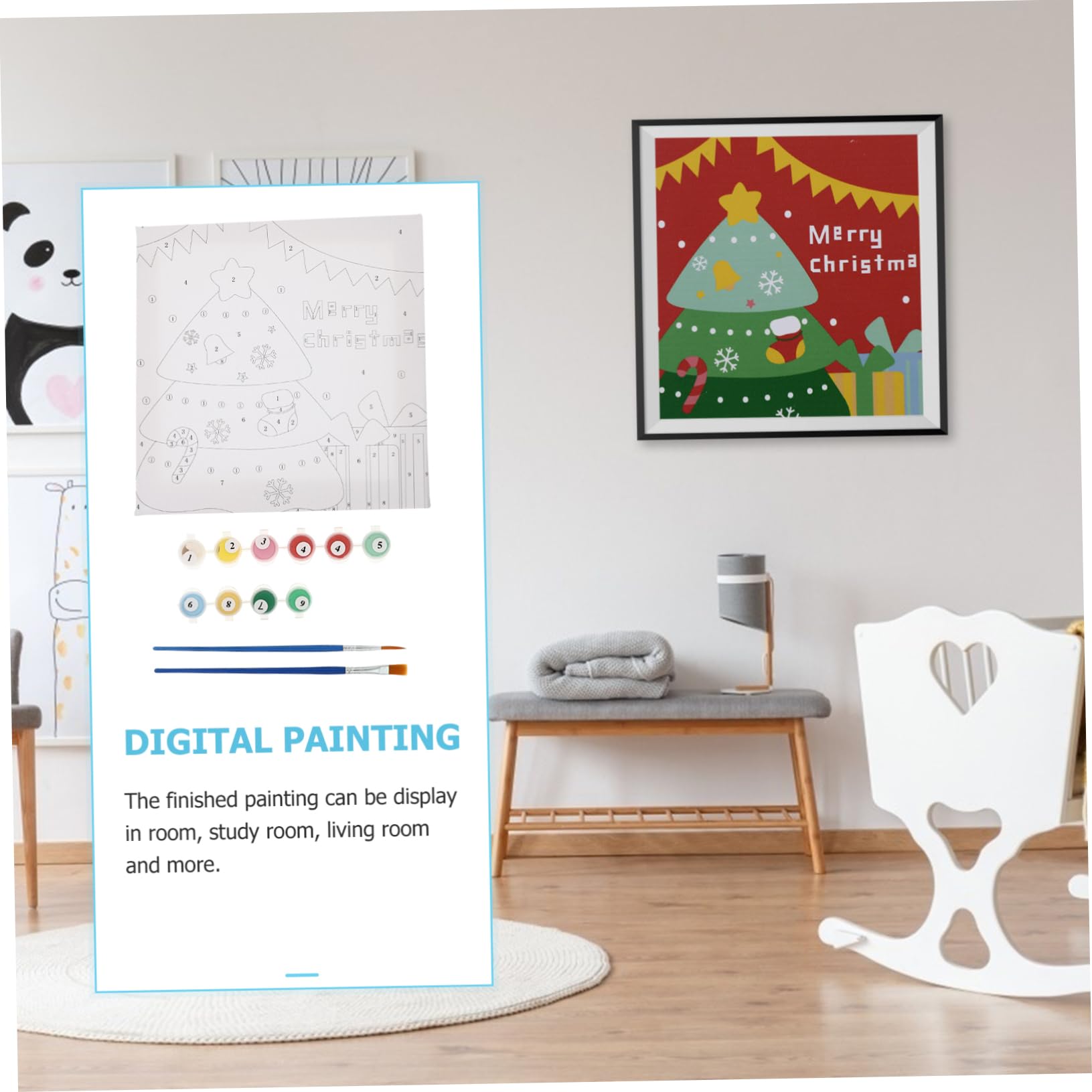 VICASKY Pittura Digitale Natalizia Per Ragazzo Ragazza Kit Con Tela Alta Qualità Sicuro e Facile Da Usare Per Decorazioni Natalizie e Attività Creative