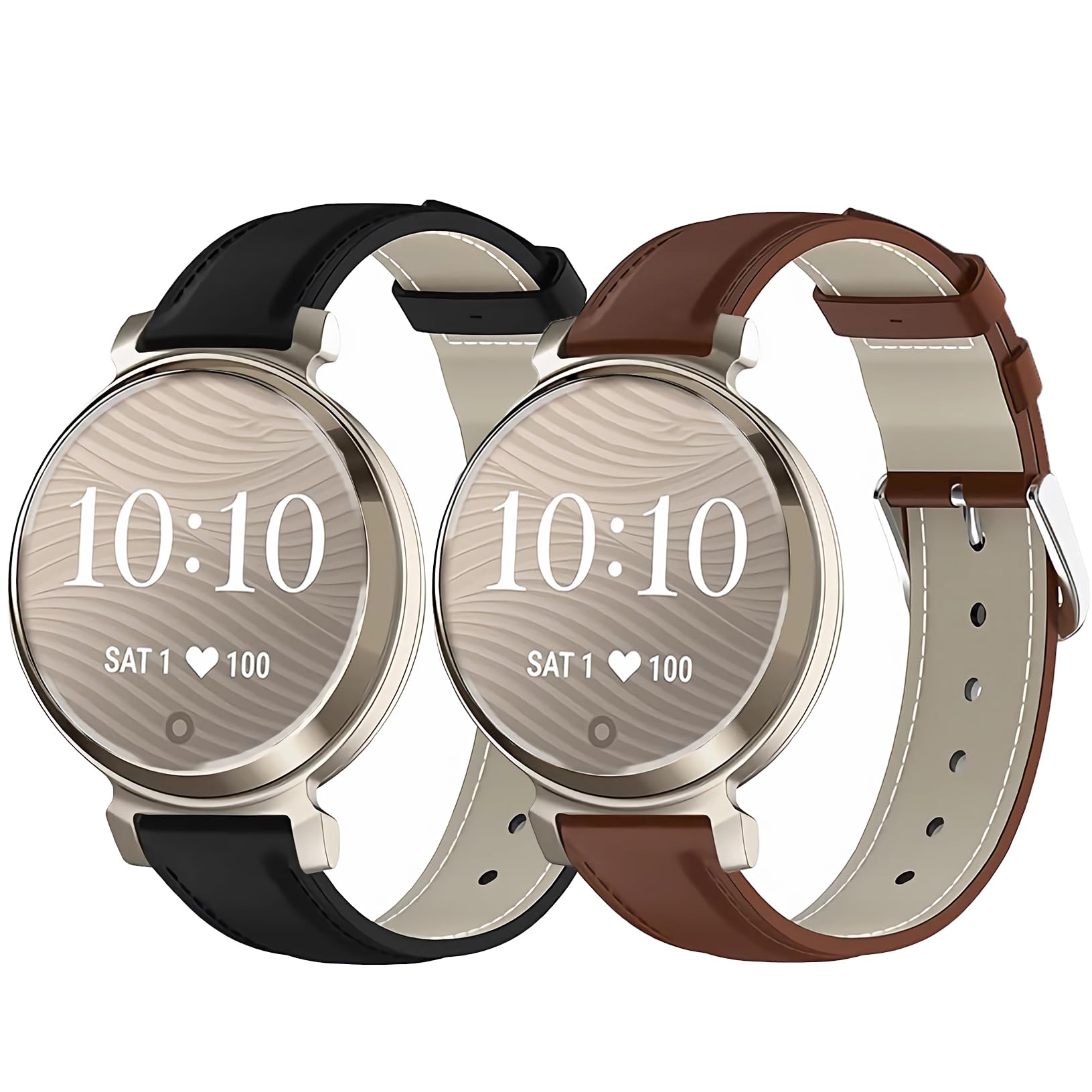 2Pack Leather Watch Band Compatible with Gar-min Lily 2 for Women Girls,14mm Soft Genuine Leather Strap Adjustable Quick Release Sport Wristband for Gar-min Lily2 / Lily 2 Classic Smartwatch for Men-image-44