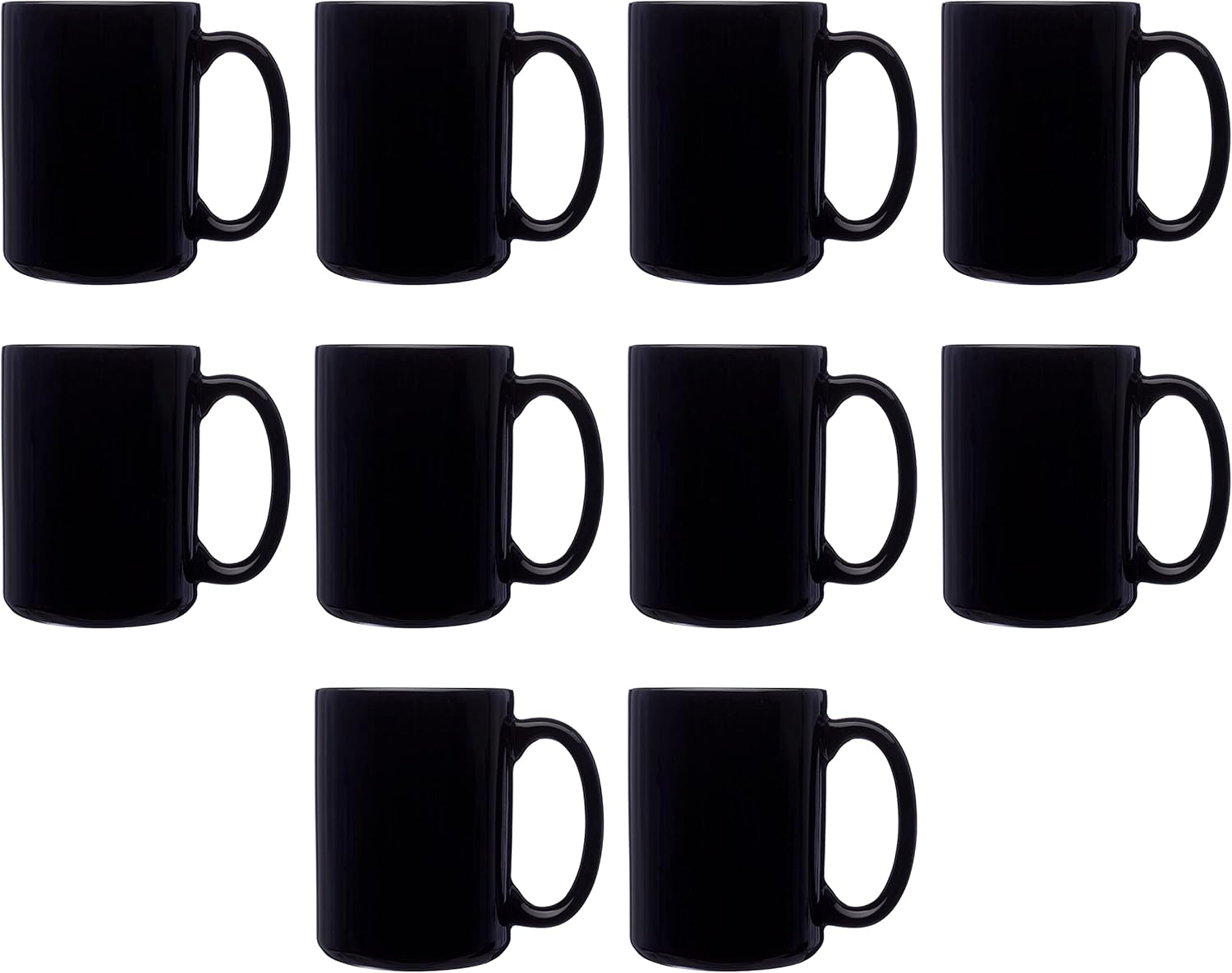 DISCOUNT PROMOS Large Ceramic Coffee Mugs 15 oz. Set of 10, Bulk Pack - Perfect for Coffee, Tea, Espresso, Hot Cocoa, Other Beverages - Black