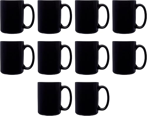 DISCOUNT PROMOS Juego de 10 tazas de café grandes de cerámica de 15 onzas, paquete a granel, perfectas para café, té, expreso, cacao caliente, otras